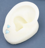Genuine Larimar Stone Heart Stud Earrings in Sterling Silver, 4mm or 5mm Natural Larimar Heart Stud Earrings, Tiny Heart Earrings