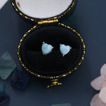Genuine Larimar Stone Heart Stud Earrings in Sterling Silver, 4mm or 5mm Natural Larimar Heart Stud Earrings, Tiny Heart Earrings