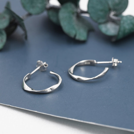 Sterling Silver Mobius Hoop Stud Earrings, Mobius Earrings, Circle Stud Earrings