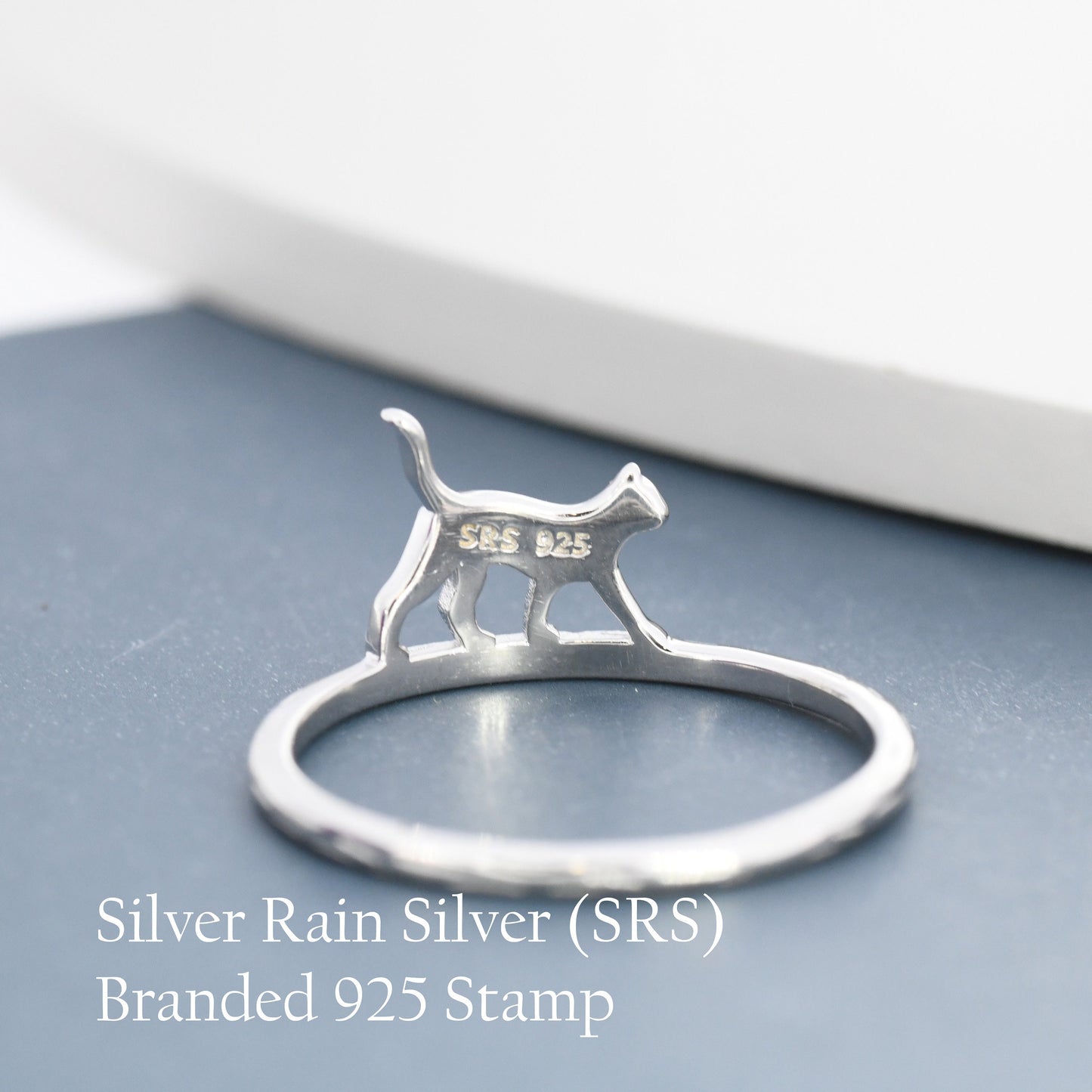Cute Cat Ring in Sterling Silver, Cat Silhouette Ring, Kitty Cat Ring, Cat Lover Gift US 5 - 8,