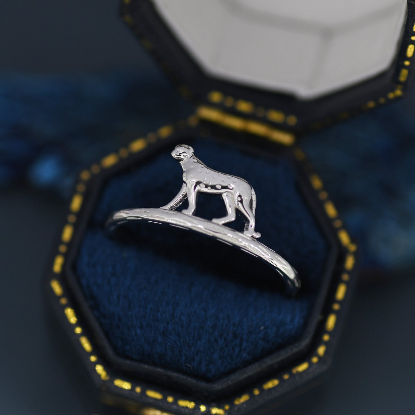 Leopard Ring in Sterling Silver, Cheetah Ring, Animal Jewellery, Fun and Quirky US 5 - 8,