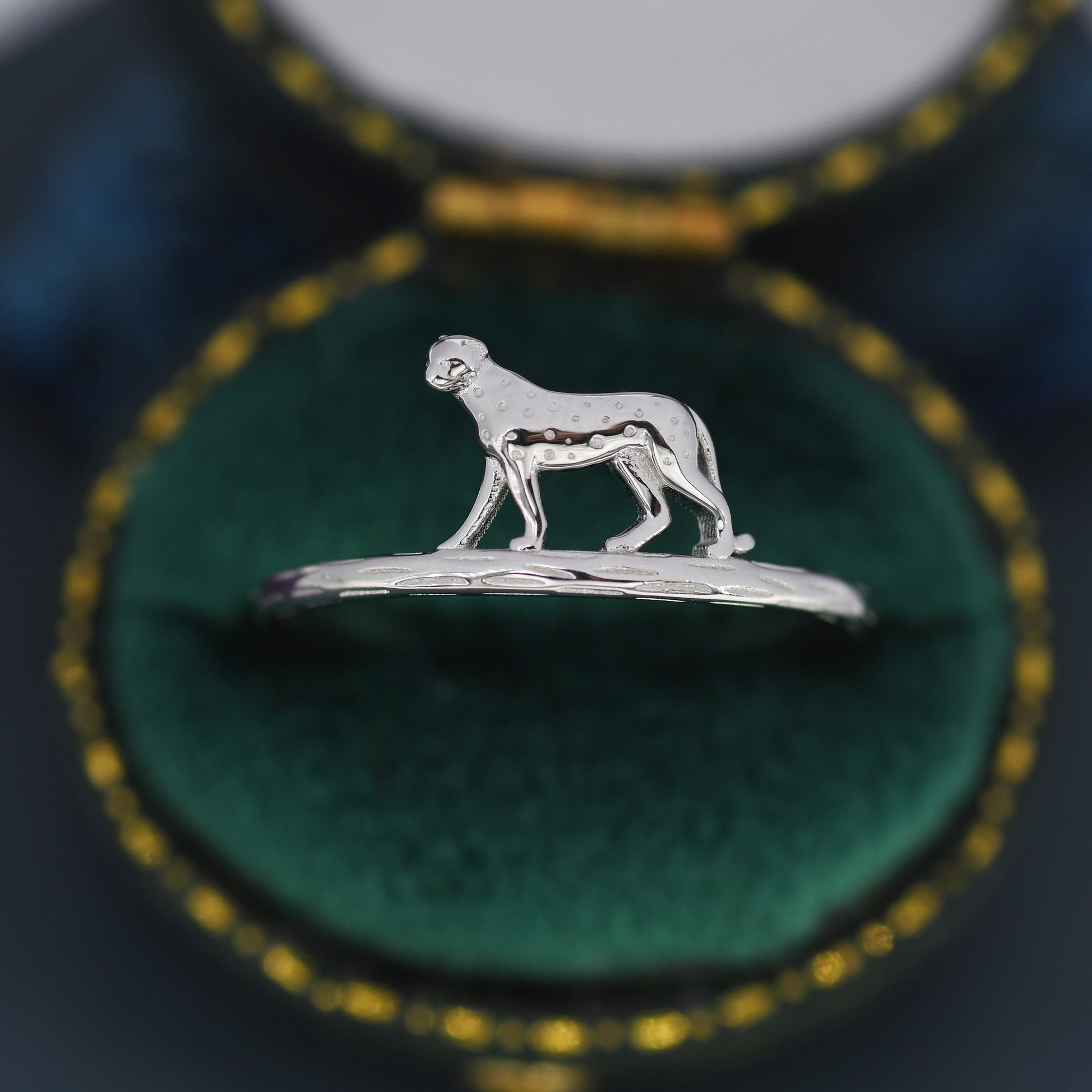 Leopard Ring in Sterling Silver, Cheetah Ring, Animal Jewellery, Fun and Quirky US 5 - 8,