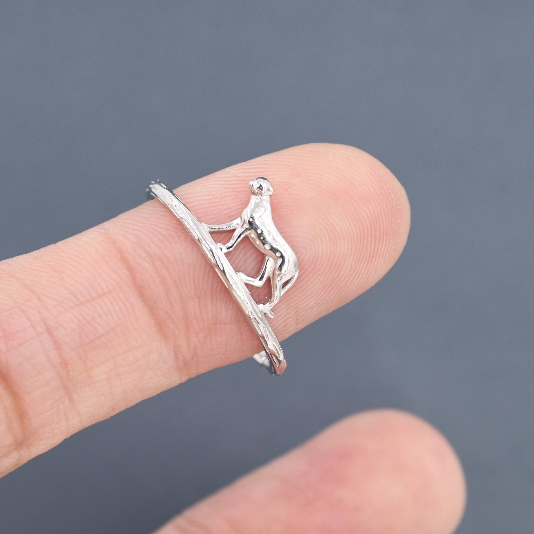 Leopard Ring in Sterling Silver, Cheetah Ring, Animal Jewellery, Fun and Quirky US 5 - 8,