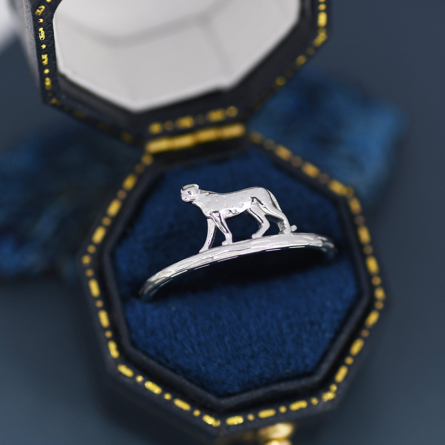 Leopard Ring in Sterling Silver, Cheetah Ring, Animal Jewellery, Fun and Quirky US 5 - 8,