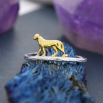 Leopard Ring in Sterling Silver, Cheetah Ring, Two Tone Finish, Animal Jewellery, Fun and Quirky US 5 - 8,