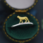 Leopard Ring in Sterling Silver, Cheetah Ring, Two Tone Finish, Animal Jewellery, Fun and Quirky US 5 - 8,