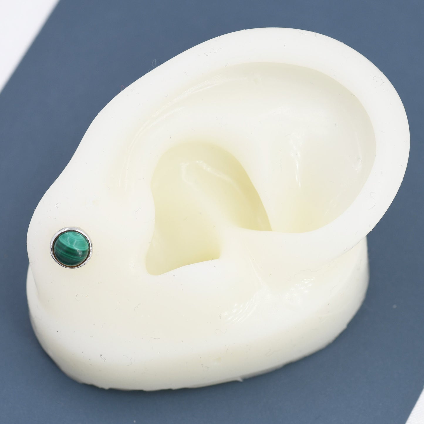 Natural Malachite Stone Stud Earrings in Sterling Silver - 5mm Genuine Malachite Stud Earrings  - Semi Precious Gemstone