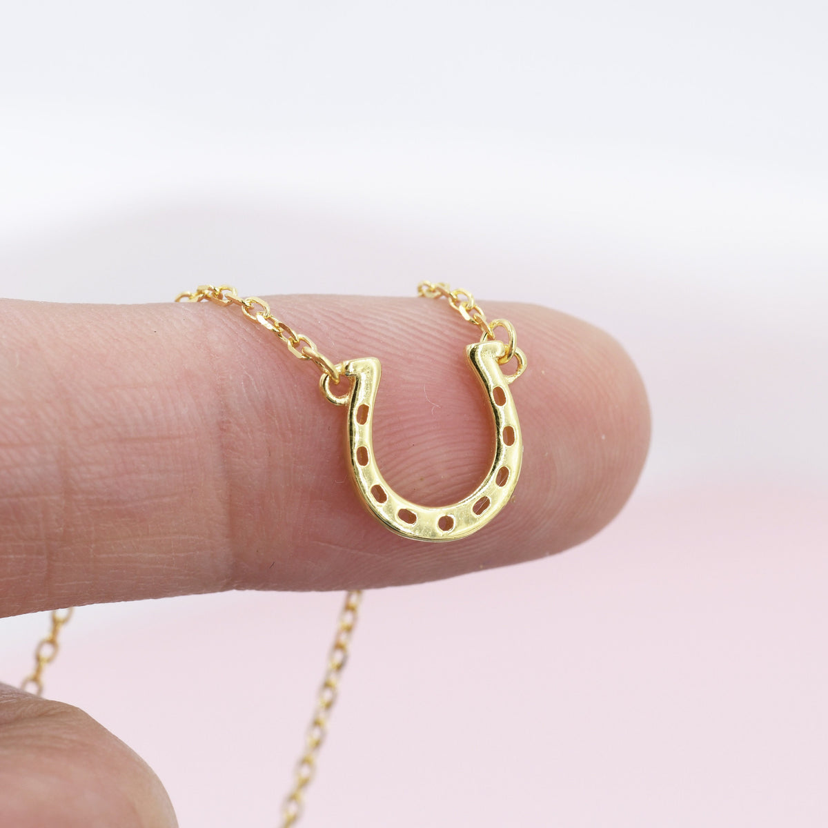 Tiny Horseshoe Necklace in Sterling Silver, Silver or Gold, Adjustable 16'' - 18''; - Cute Quirky and Fun Jewellery, Horse Necklace