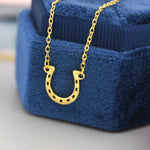 Tiny Horseshoe Necklace in Sterling Silver, Silver or Gold, Adjustable 16'' - 18''; - Cute Quirky and Fun Jewellery, Horse Necklace