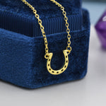 Tiny Horseshoe Necklace in Sterling Silver, Silver or Gold, Adjustable 16'' - 18''; - Cute Quirky and Fun Jewellery, Horse Necklace