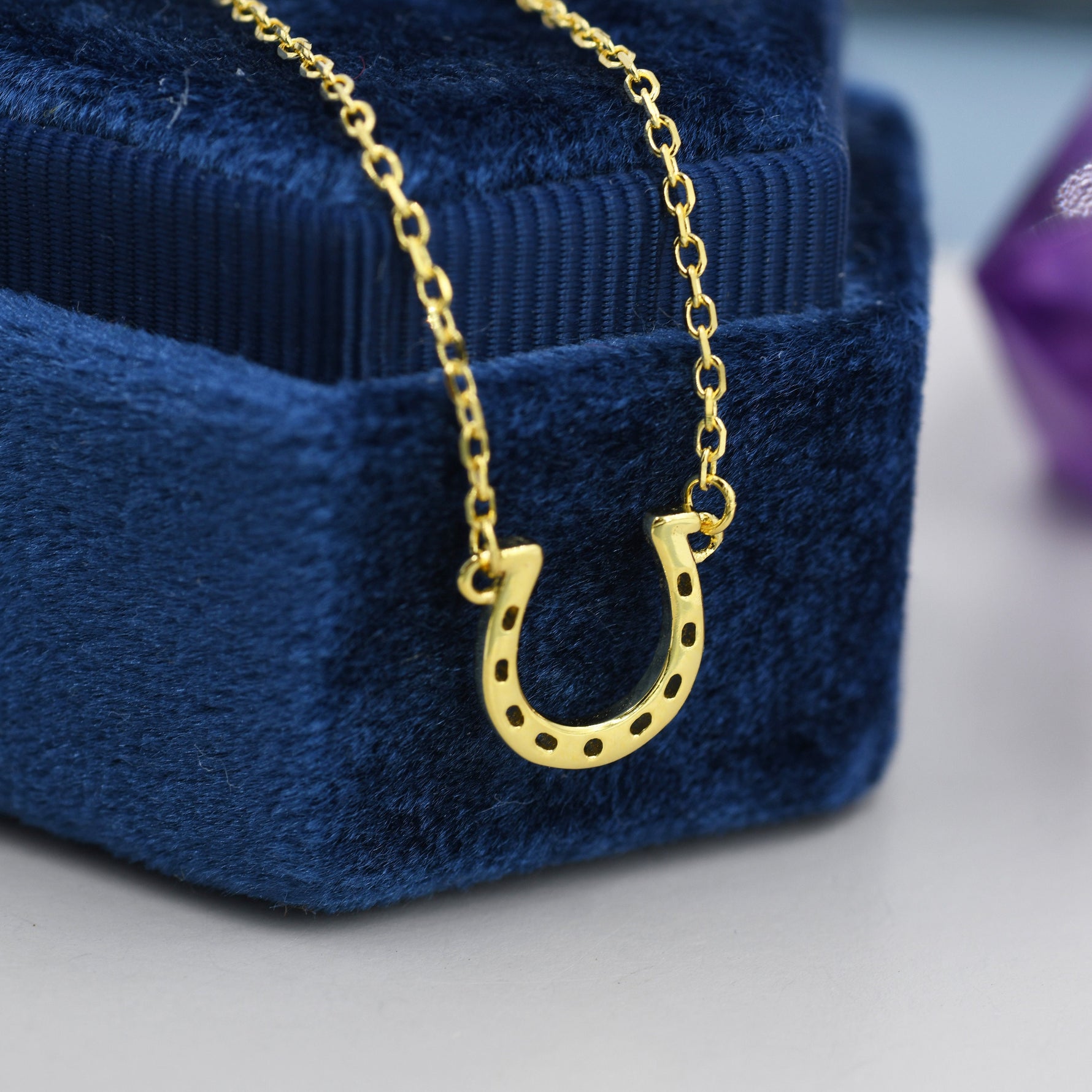 Tiny Horseshoe Necklace in Sterling Silver, Silver or Gold, Adjustable 16'' - 18''; - Cute Quirky and Fun Jewellery, Horse Necklace