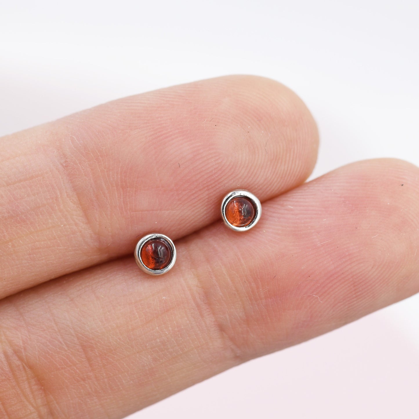Sterling Silver Red Garnet Stud Earrings, 3mm Genuine Garnet Stone, Semi-precious Jewellery