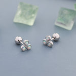 White Opal Trio Screw back Earrings in Sterling Silver, Silver or Gold, Opal Trinity Earrings, Screwback Barbell