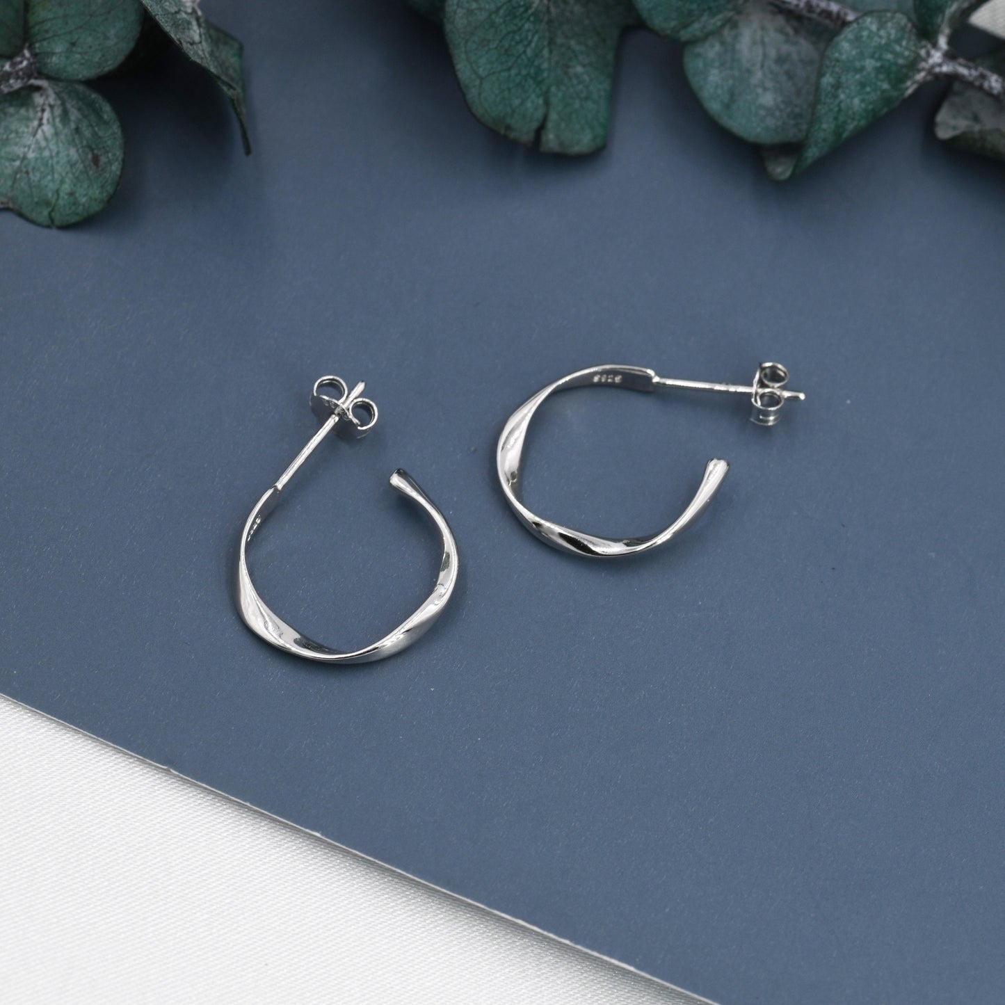 Sterling Silver Mobius Hoop Stud Earrings, Mobius Earrings, Circle Stud Earrings