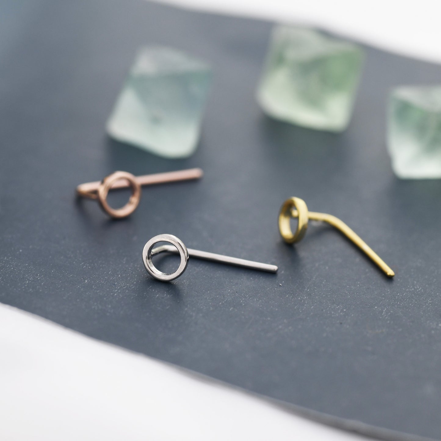 Mini Circle Ear Jacket in Sterling Silver, Silver, Gold or Rose Gold, Tiny Circle Threader Earrings, Minimalist and Geometric