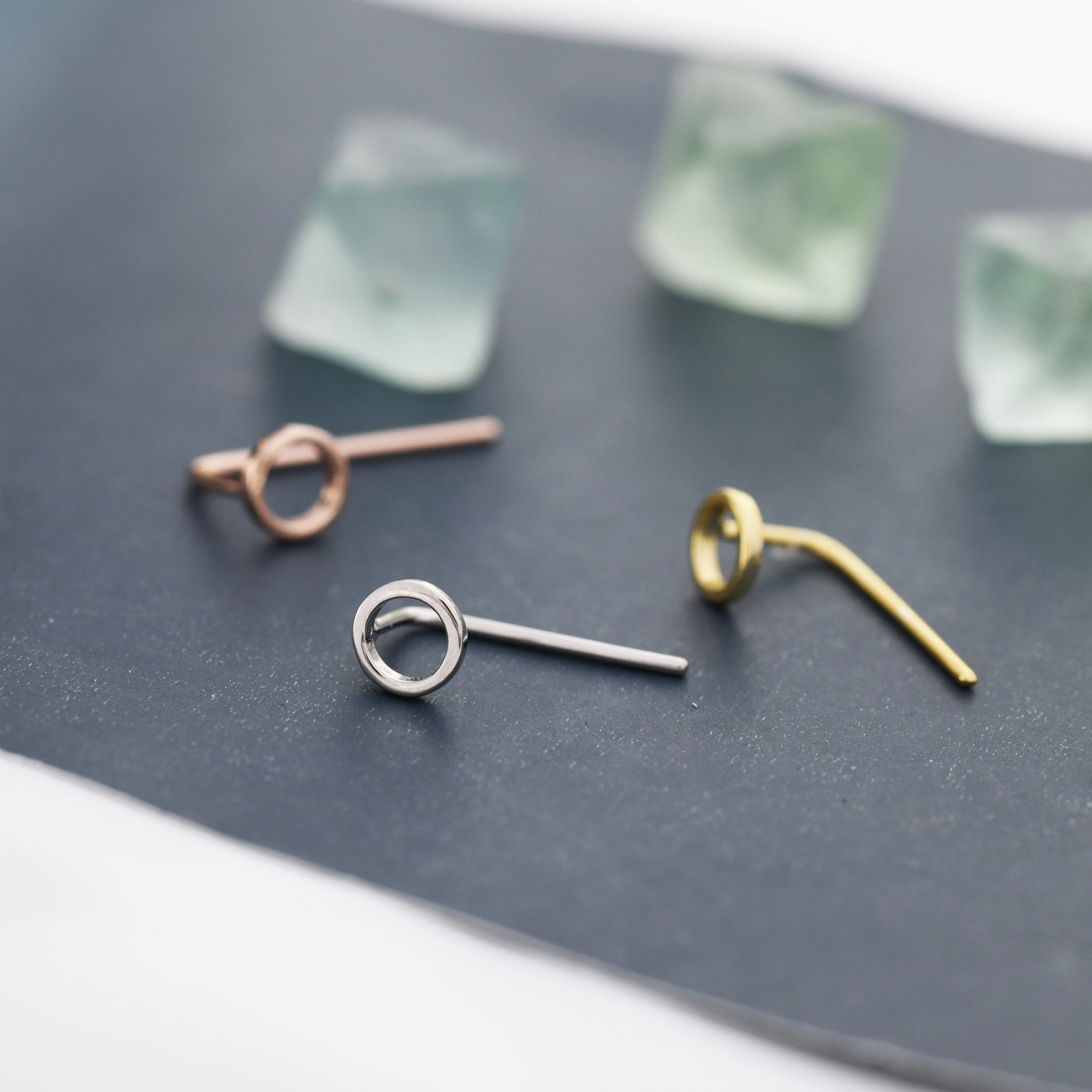 Mini Circle Ear Jacket in Sterling Silver, Silver, Gold or Rose Gold, Tiny Circle Threader Earrings, Minimalist and Geometric