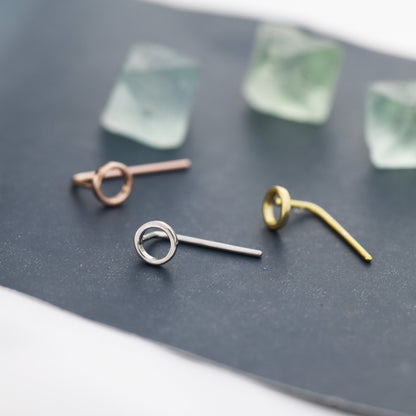 Mini Circle Ear Jacket in Sterling Silver, Silver, Gold or Rose Gold, Tiny Circle Threader Earrings, Minimalist and Geometric