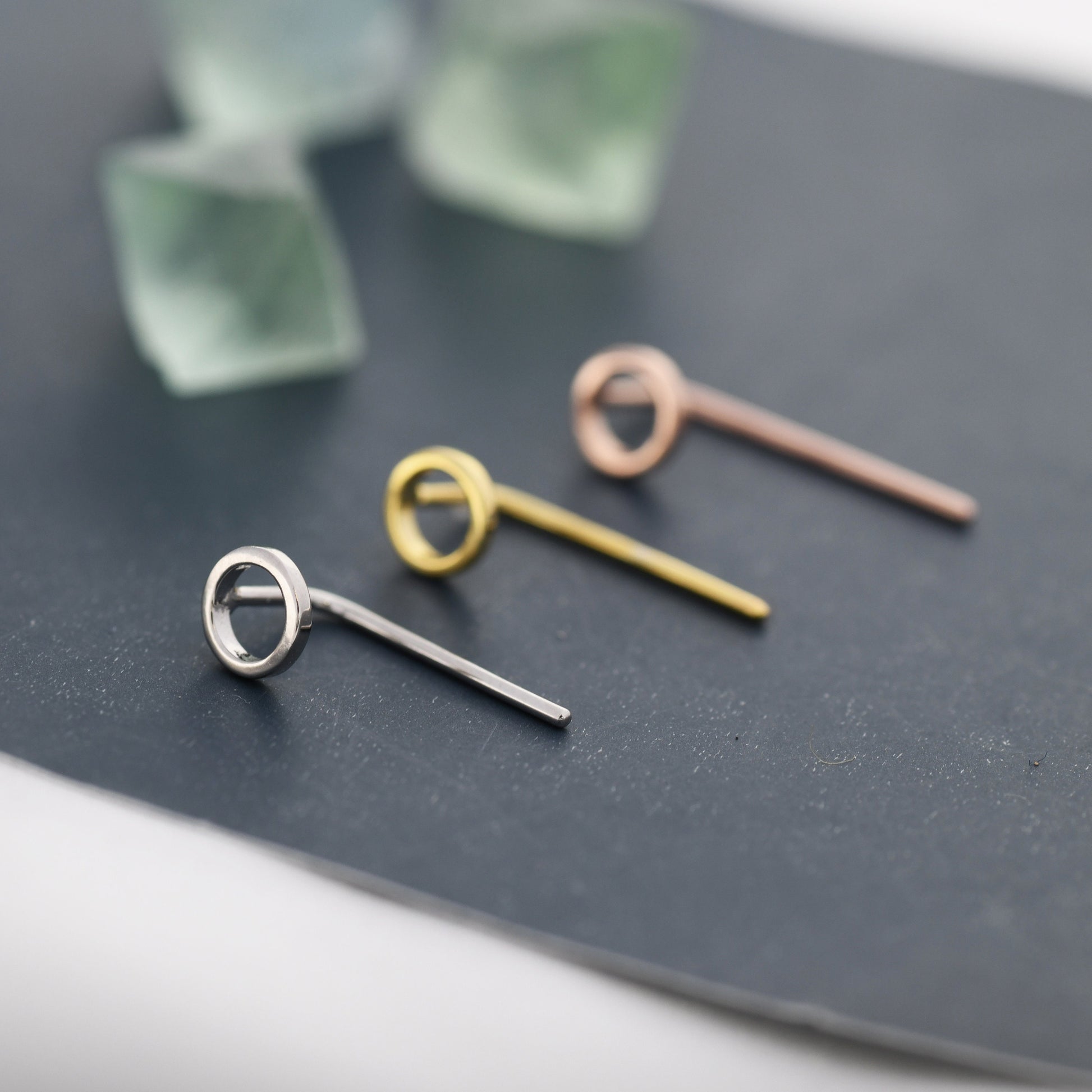 Mini Circle Ear Jacket in Sterling Silver, Silver, Gold or Rose Gold, Tiny Circle Threader Earrings, Minimalist and Geometric