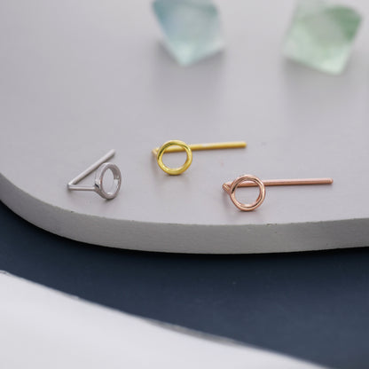 Mini Circle Ear Jacket in Sterling Silver, Silver, Gold or Rose Gold, Tiny Circle Threader Earrings, Minimalist and Geometric