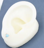 Genuine Larimar Stone Heart Stud Earrings in Sterling Silver, 4mm or 5mm Natural Larimar Heart Stud Earrings, Tiny Heart Earrings