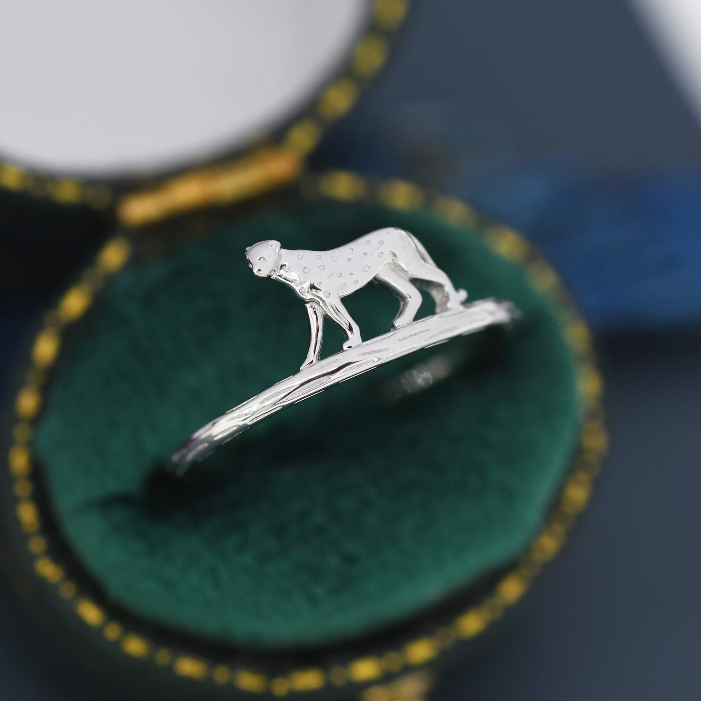 Leopard Ring in Sterling Silver, Cheetah Ring, Animal Jewellery, Fun and Quirky US 5 - 8,