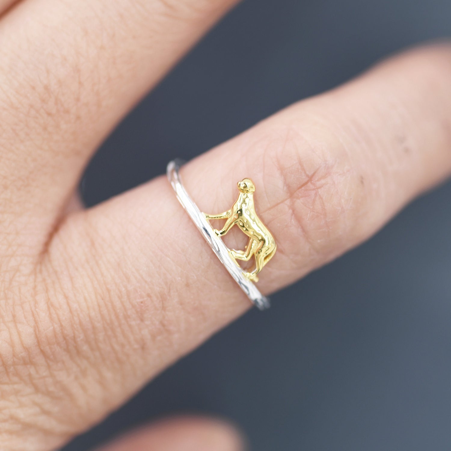 Leopard Ring in Sterling Silver, Cheetah Ring, Two Tone Finish, Animal Jewellery, Fun and Quirky US 5 - 8,