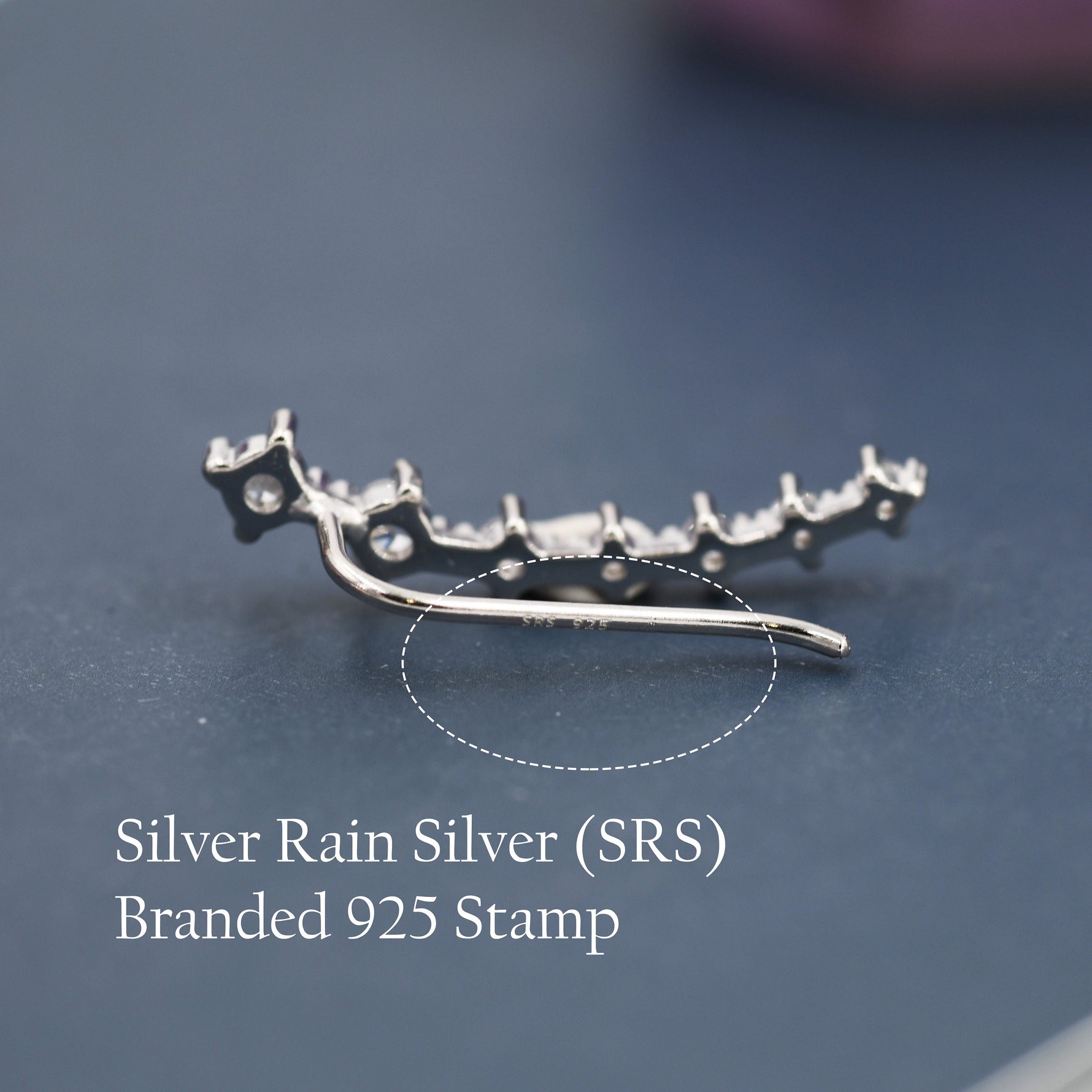 Sterling Silver Aurora AB CZ Ear Crawler Earrings with Sparkly CZ Crystals, Silver or Gold