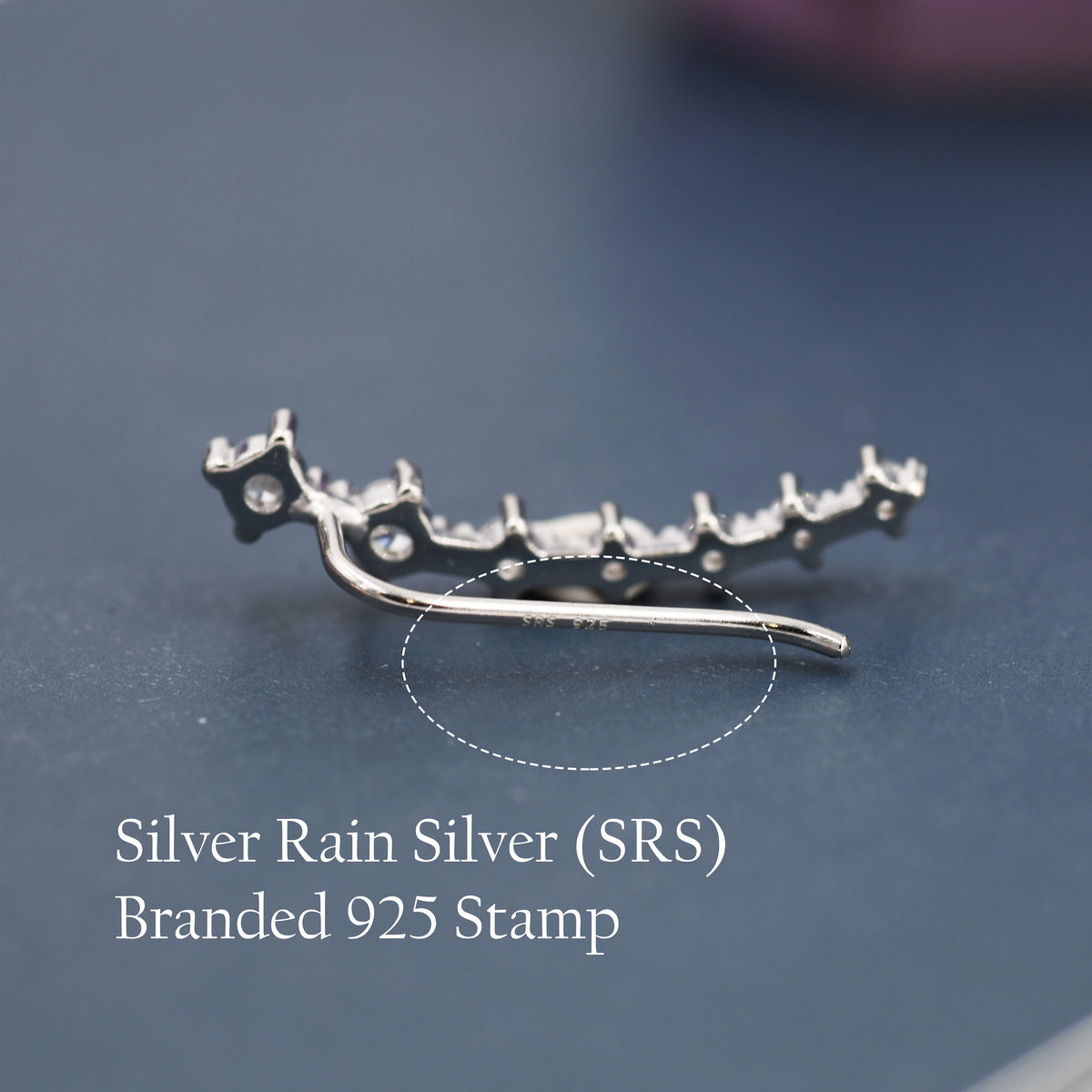 Sterling Silver Ear Crawler Earrings with Sparkly CZ Crystals, Silver, Gold or Rose Gold