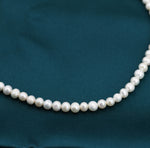 Genuine Freshwater Pearl Necklace in Sterling Silver, Slightly Irregular Shape Round Fresh Water Pearl Necklace, Men or Women, Unisex