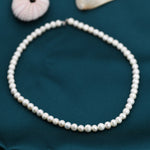 Genuine Freshwater Pearl Necklace in Sterling Silver, Slightly Irregular Shape Round Fresh Water Pearl Necklace, Men or Women, Unisex
