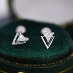 Tiny Double Triangle Arrow Arrowhead Screw back Earrings, Rose Gold over Sterling Silver, Chevron Geometric Minimalist Design, Screwback