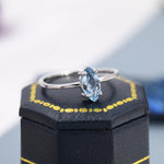 Genuine Sky Blue Topaz Ring in Sterling Silver, Natural Marquise Cut Topaz Stone Ring, Stacking Rings, US 5-8