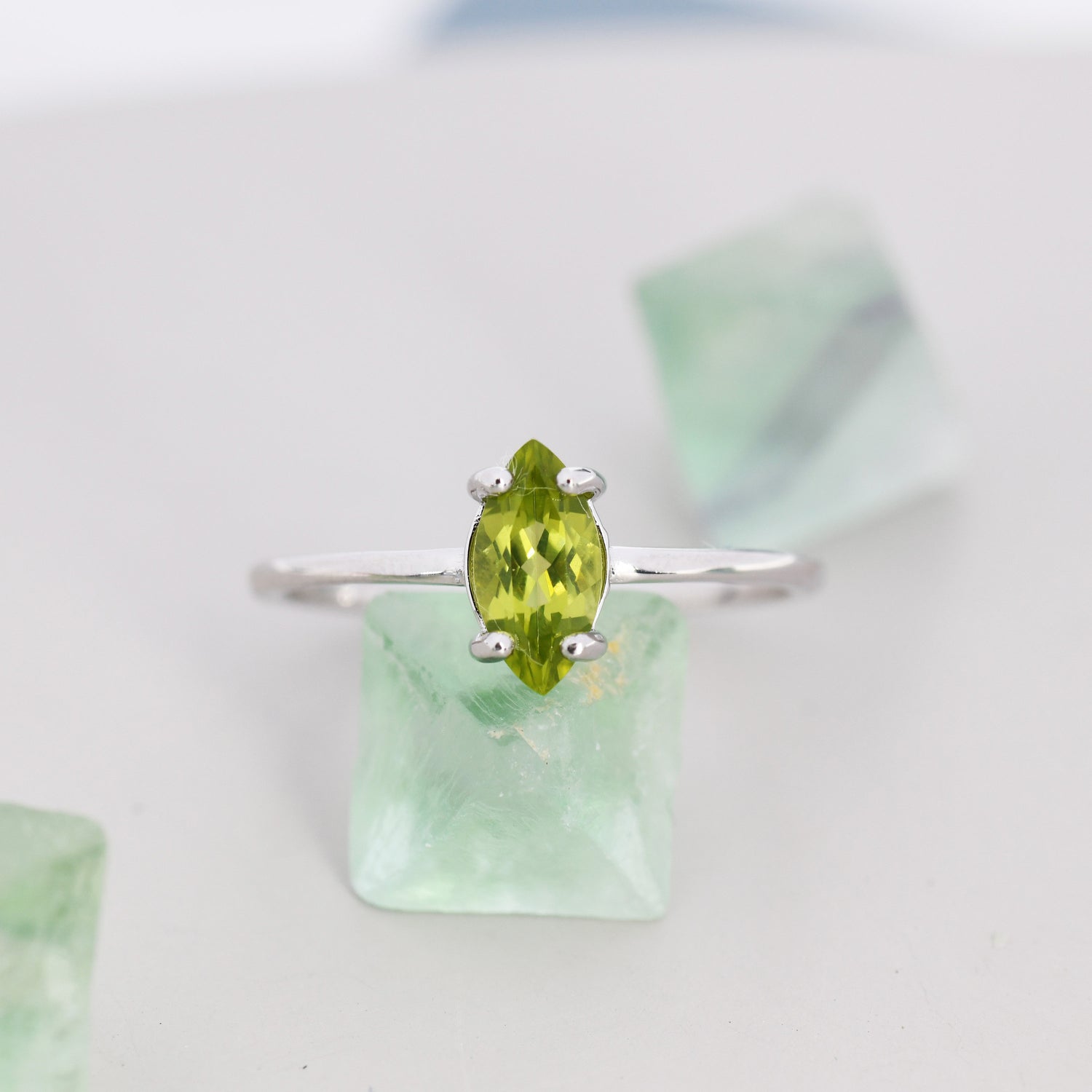 Peridot Marquise Cut Gemstone Ring