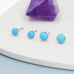 Sterling Silver Turquoise Stud Earrings, 6mm or 7mm, Genuine Turquoise Gemstone Stud, Bezel, Minimalist Style, December Birthstone
