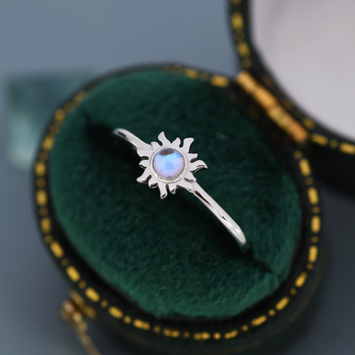 Moonstone Sun Gemstone Ring