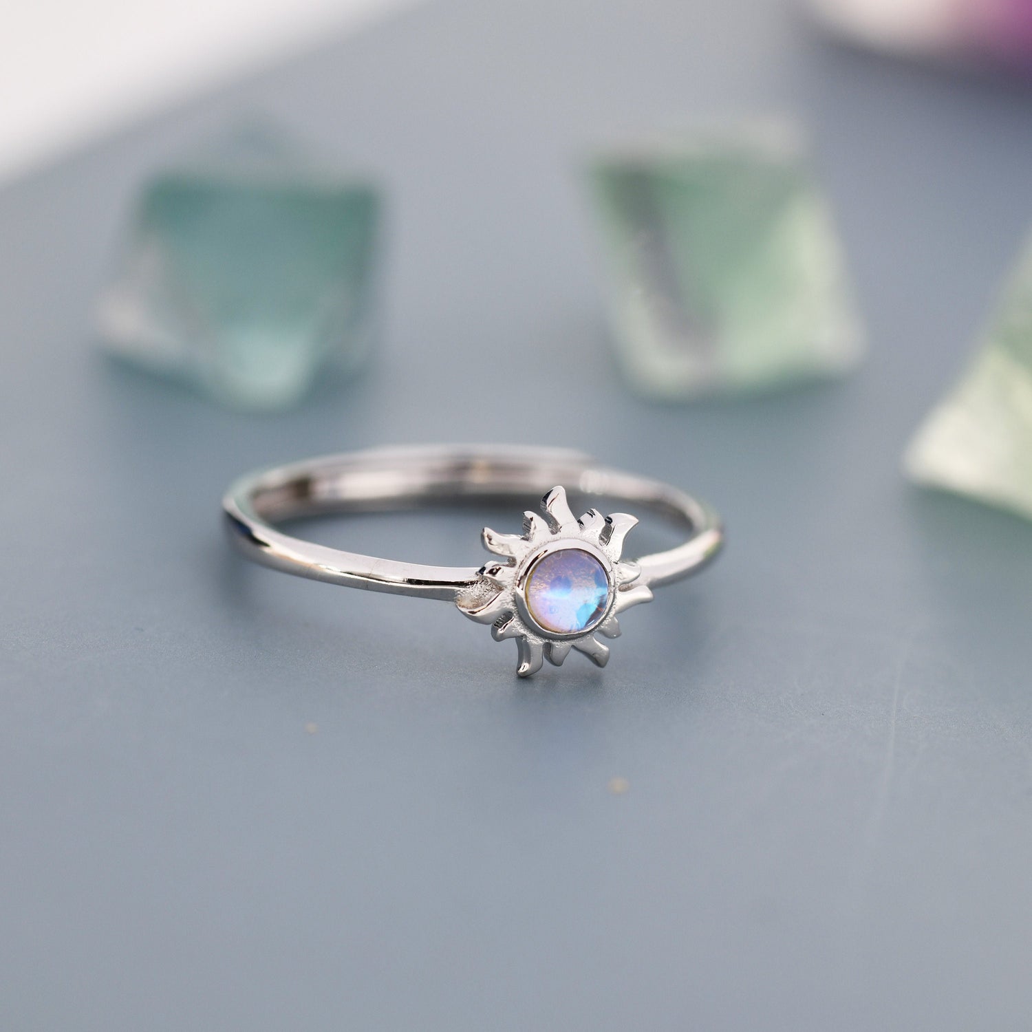 Moonstone Sun Gemstone Ring