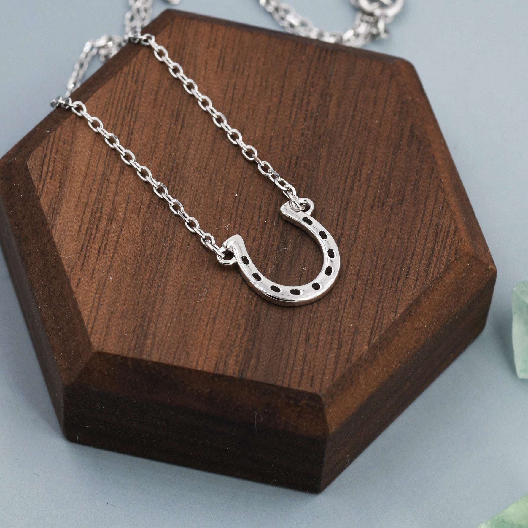 Tiny Horseshoe Necklace in Sterling Silver, Silver or Gold, Adjustable 16'' - 18''; - Cute Quirky and Fun Jewellery, Horse Necklace