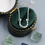 Tiny Horseshoe Necklace in Sterling Silver, Silver or Gold, Adjustable 16'' - 18''; - Cute Quirky and Fun Jewellery, Horse Necklace