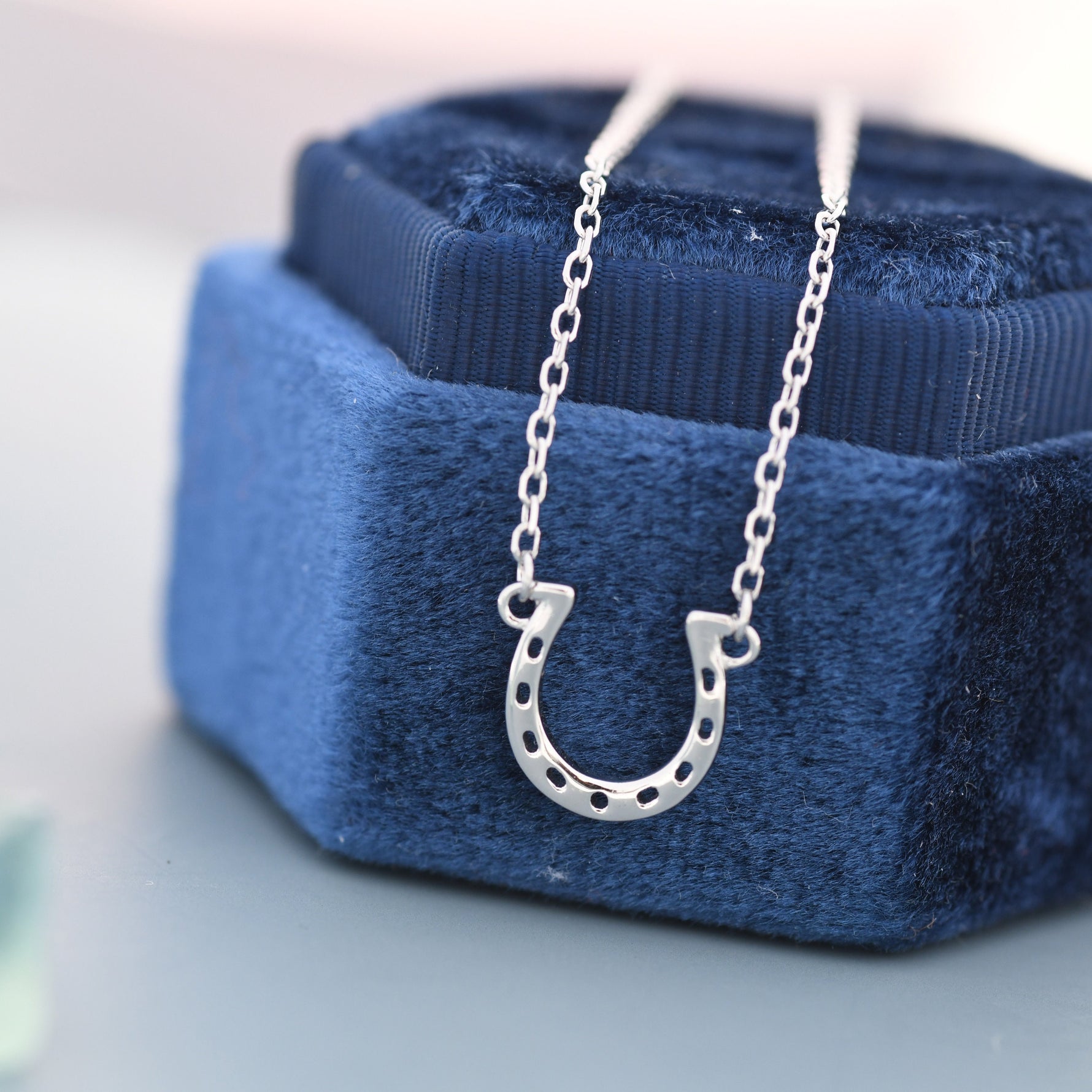 Tiny Horseshoe Necklace in Sterling Silver, Silver or Gold, Adjustable 16'' - 18''; - Cute Quirky and Fun Jewellery, Horse Necklace