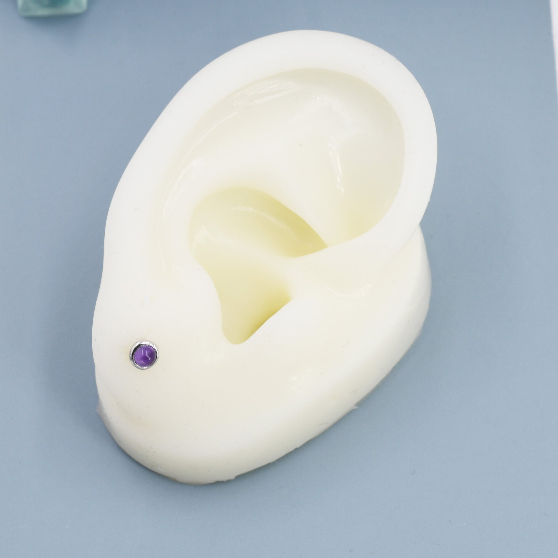 Sterling Silver Natural Amethyst Stud Earrings, 3mm Bezel Set, Genuine Amethyst Gemstone Stud, Minimalist Style, February Birthstone