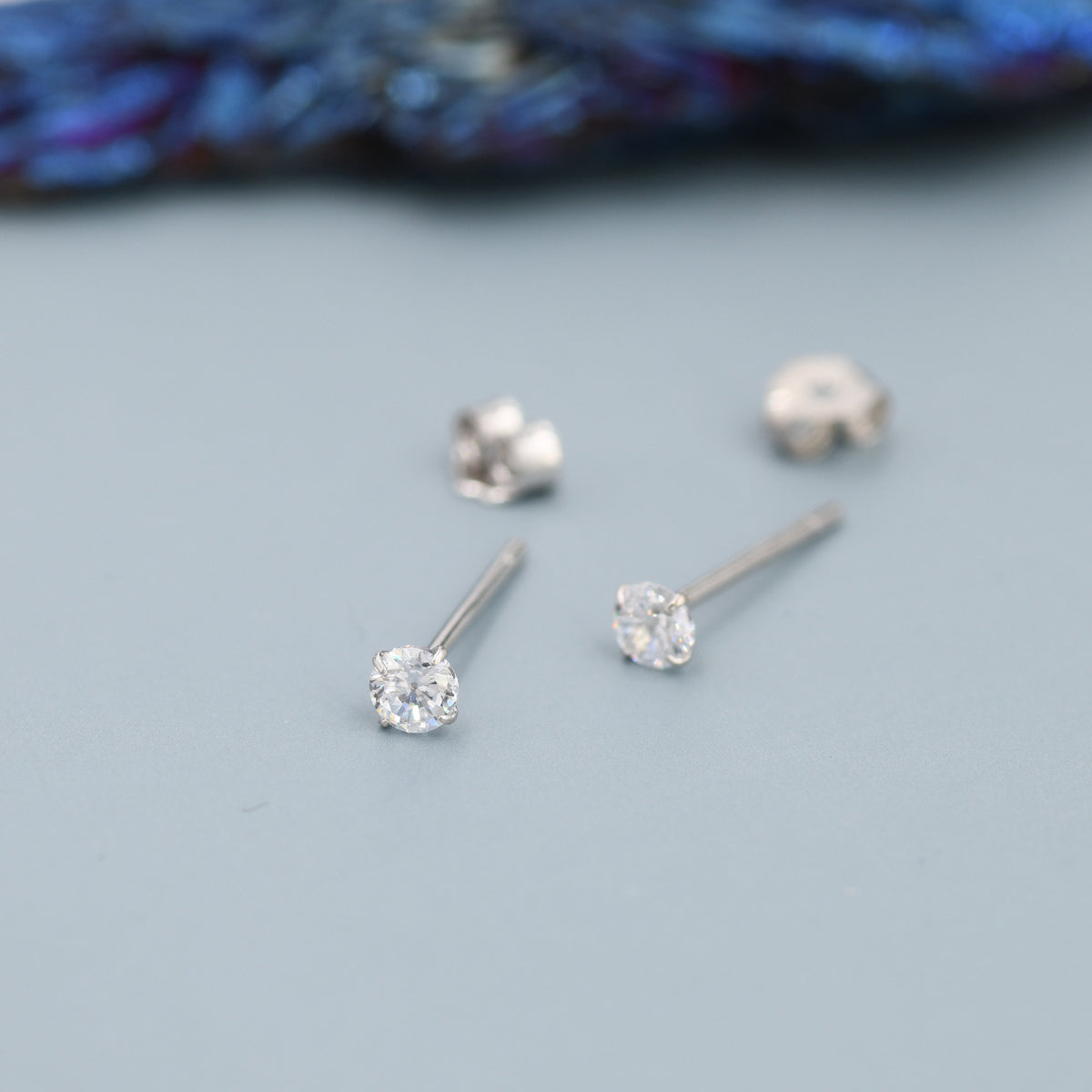 Minimalist Round CZ Stud Earrings