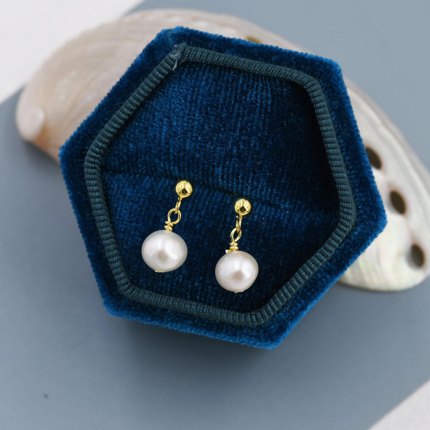 Baroque Pearl Dangle Earrings in Sterling Silver, Gold over Sterling Silver,  Delicate Keshi Pearl Drop Earrings,  Genuine Freshwater Pearls