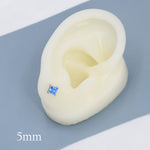 Princess Cut Aquamarine Blue CZ Stud Earrings in Sterling Silver, Square Cut Crystal Earrings, Lilac Purple CZ, March Birthstone