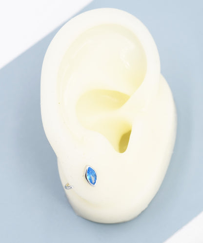 Marquise Aquamarine Blue CZ Stud Earrings in Sterling Silver, Marquise Crystal Earrings, Blue Stud, March Birthstone