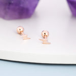 Extra Tiny Lightning Bolt Barbell Earrings in Sterling Silver, Screw Back Lightening Bolt Earrings, Screwback Earrings