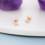 Extra Tiny Lightning Bolt Barbell Earrings in Sterling Silver, Screw Back Lightening Bolt Earrings, Screwback Earrings