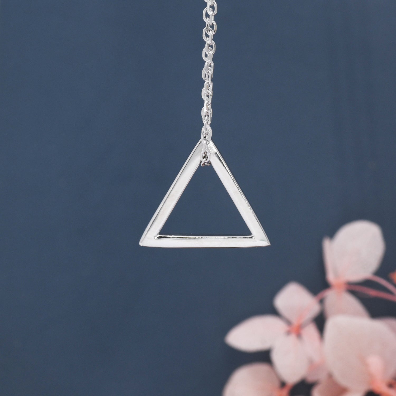 Sterling Silver Minimalist Open Triangle Geometric Pendant Necklace - Simple and Elegant. Minimalist Triangle Necklace