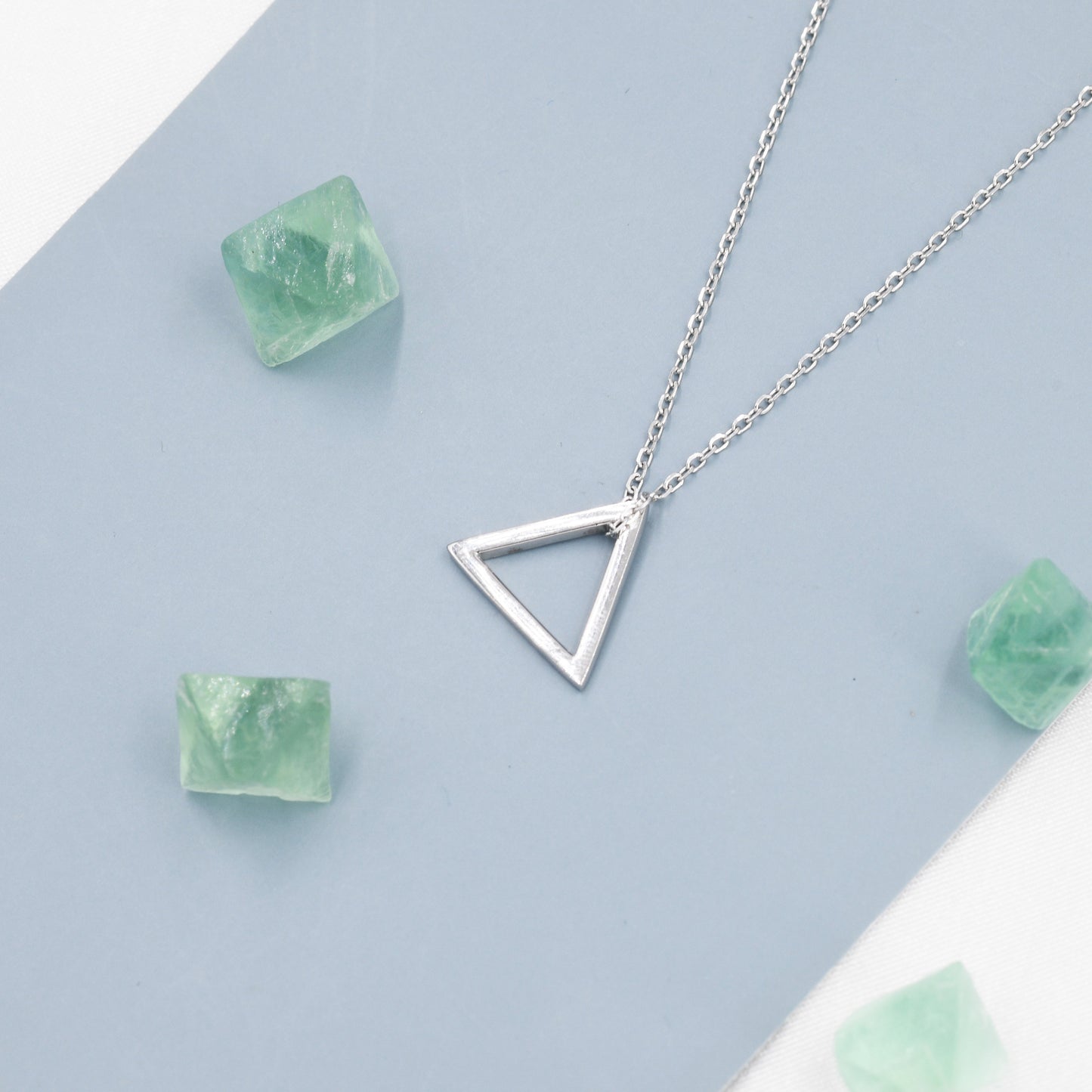 Sterling Silver Minimalist Open Triangle Geometric Pendant Necklace  - Simple and Elegant. Minimalist Triangle Necklace