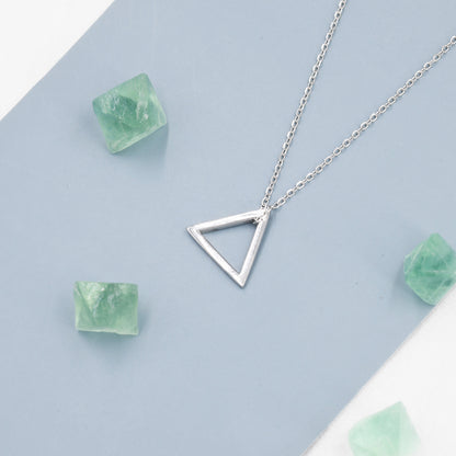 Sterling Silver Minimalist Open Triangle Geometric Pendant Necklace  - Simple and Elegant. Minimalist Triangle Necklace