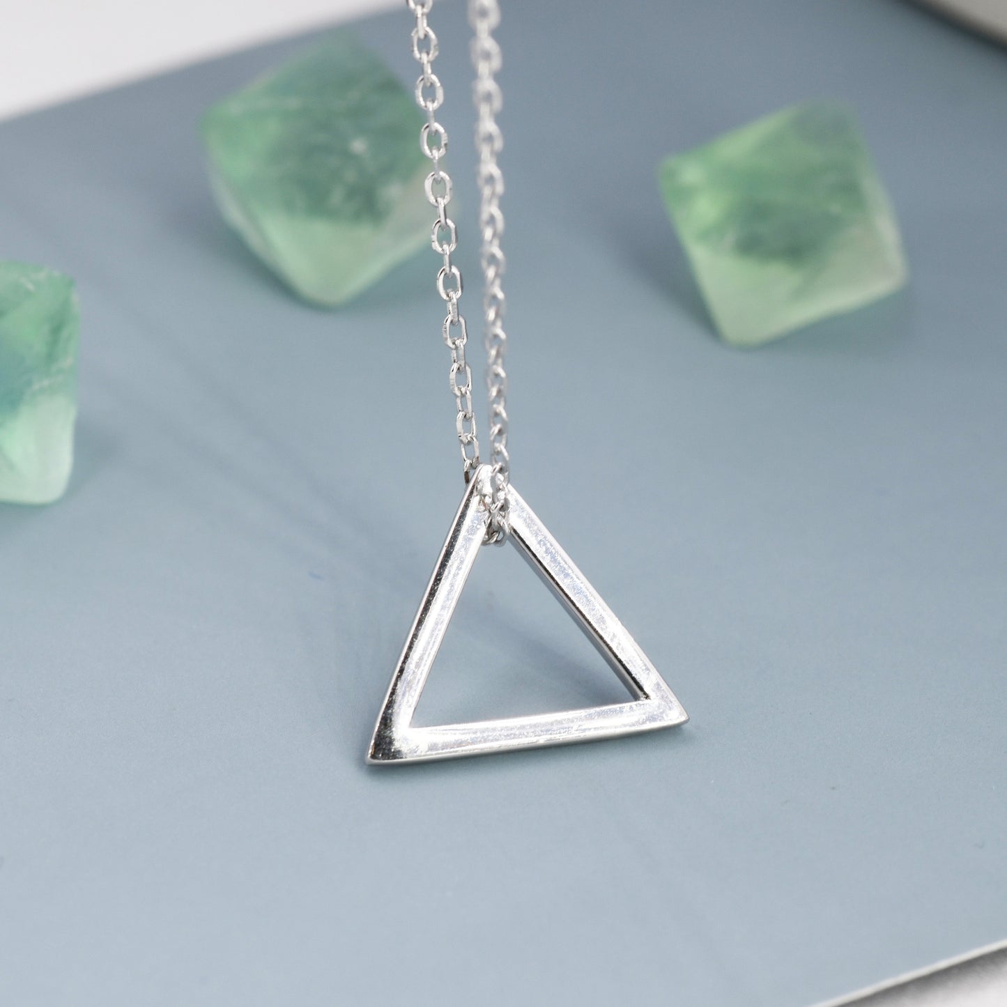 Sterling Silver Minimalist Open Triangle Geometric Pendant Necklace  - Simple and Elegant. Minimalist Triangle Necklace